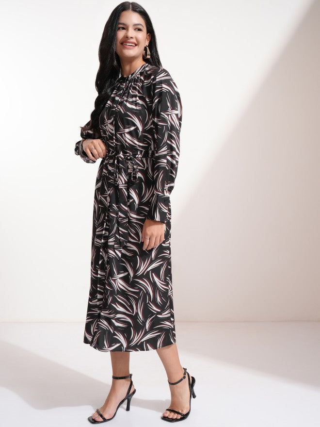 Tokyo Talkies Women Black Printed A-Line Dress - Black - Image 4