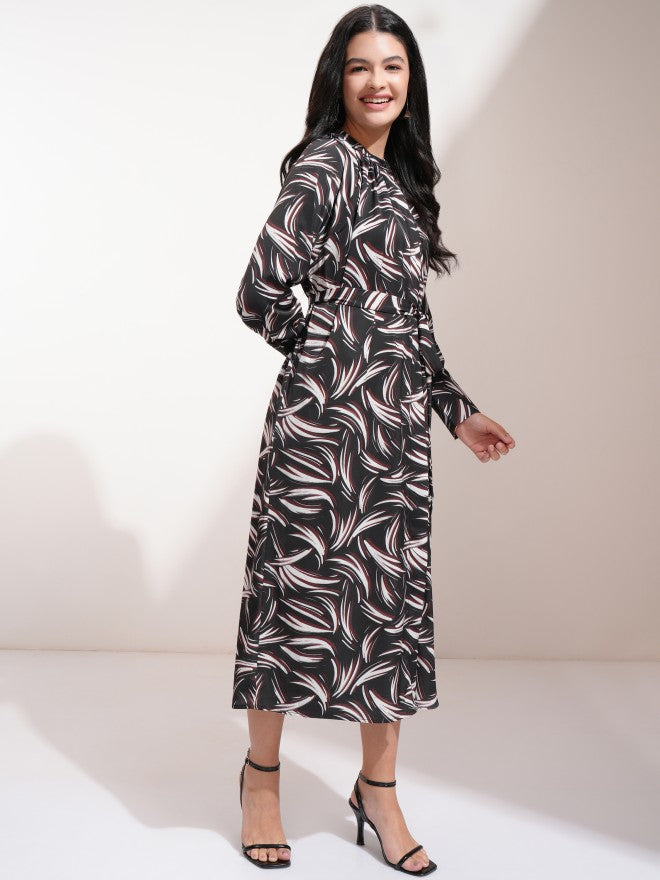Tokyo Talkies Women Black Printed A-Line Dress - Black - Image 6