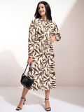 Tokyo Talkies Women Beige Printed A-Line Dress - Beige - Image 1