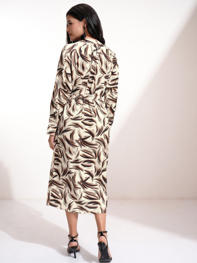 Tokyo Talkies Women Beige Printed A-Line Dress - Beige - Image 2