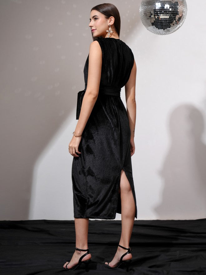 Tokyo Talkies Women Black Solid Sheath Dress - Black - Image 2