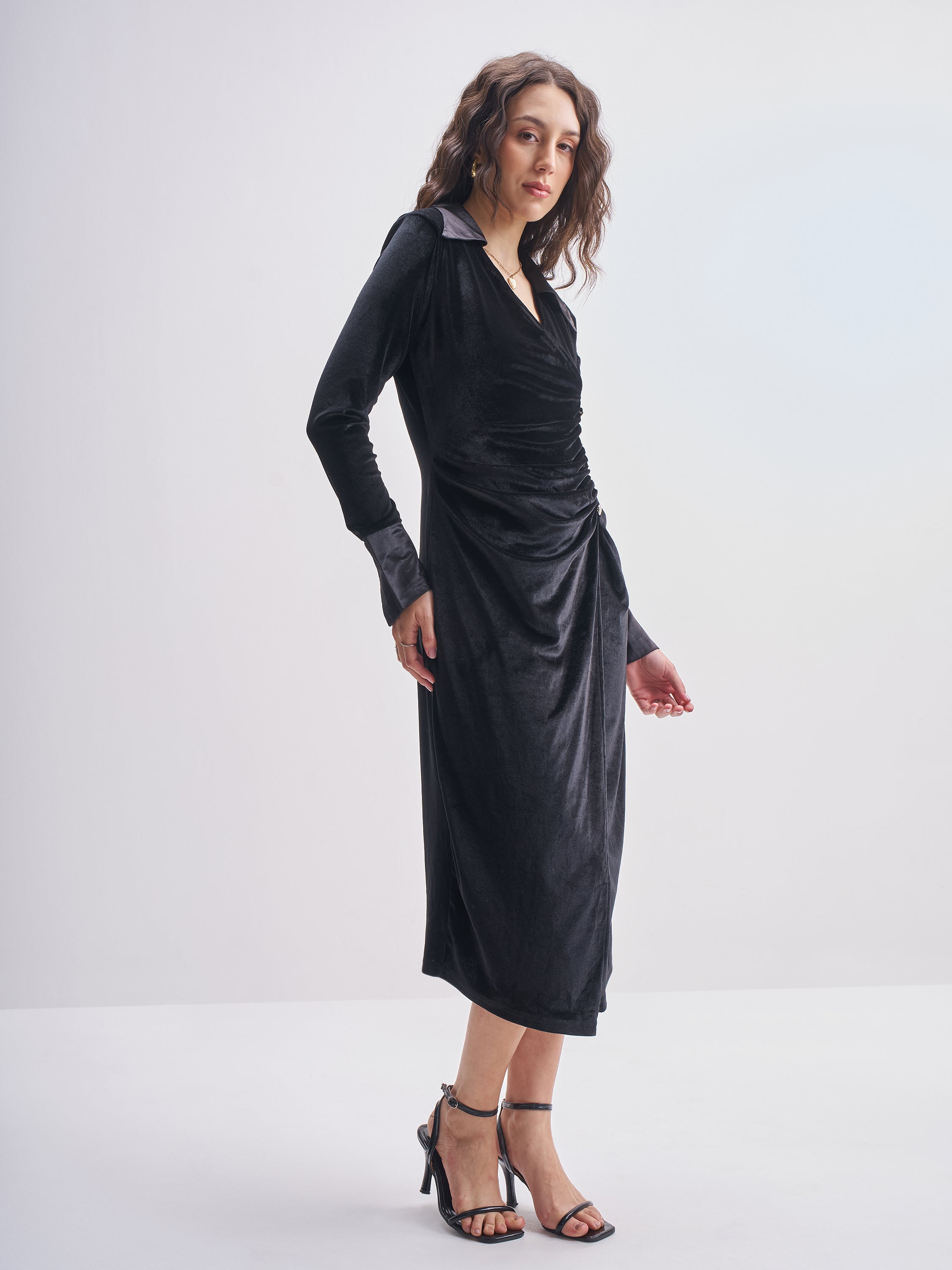 Tokyo Talkies Women Black Solid Sheath Dress - Black - Image 4