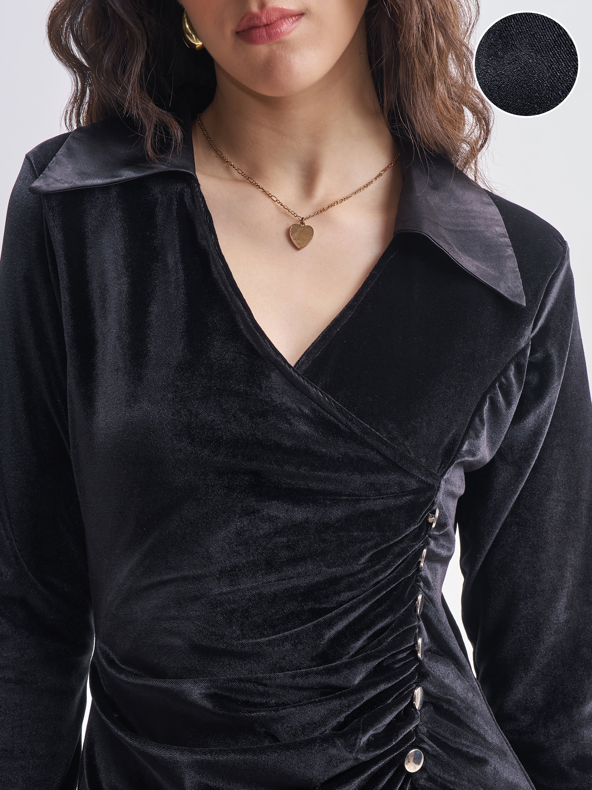 Tokyo Talkies Women Black Solid Sheath Dress - Black - Image 5