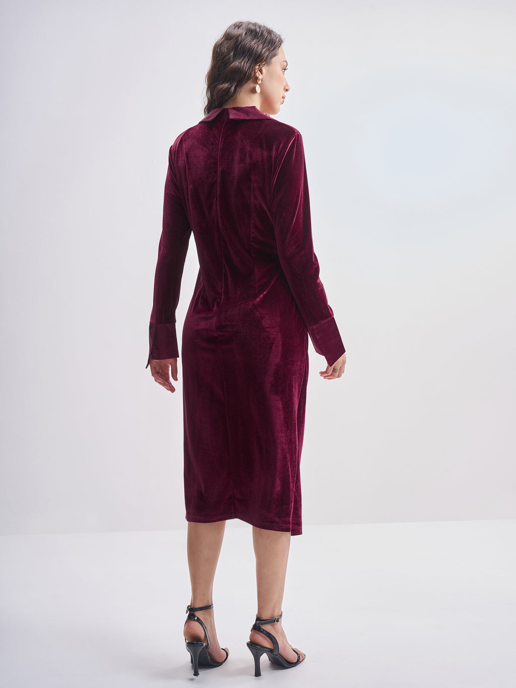 Tokyo Talkies Women Maroon Solid Shirt Dress - Maroon - Image 3