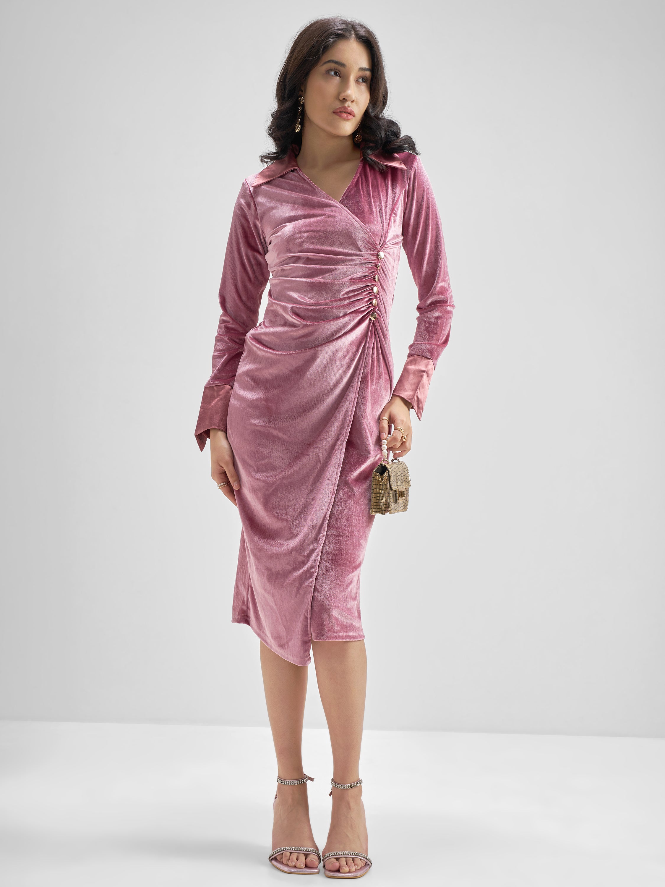 ESPYR By Tokyo Talkies Women Pink Solid Sheath Dress - Pink - Image 1