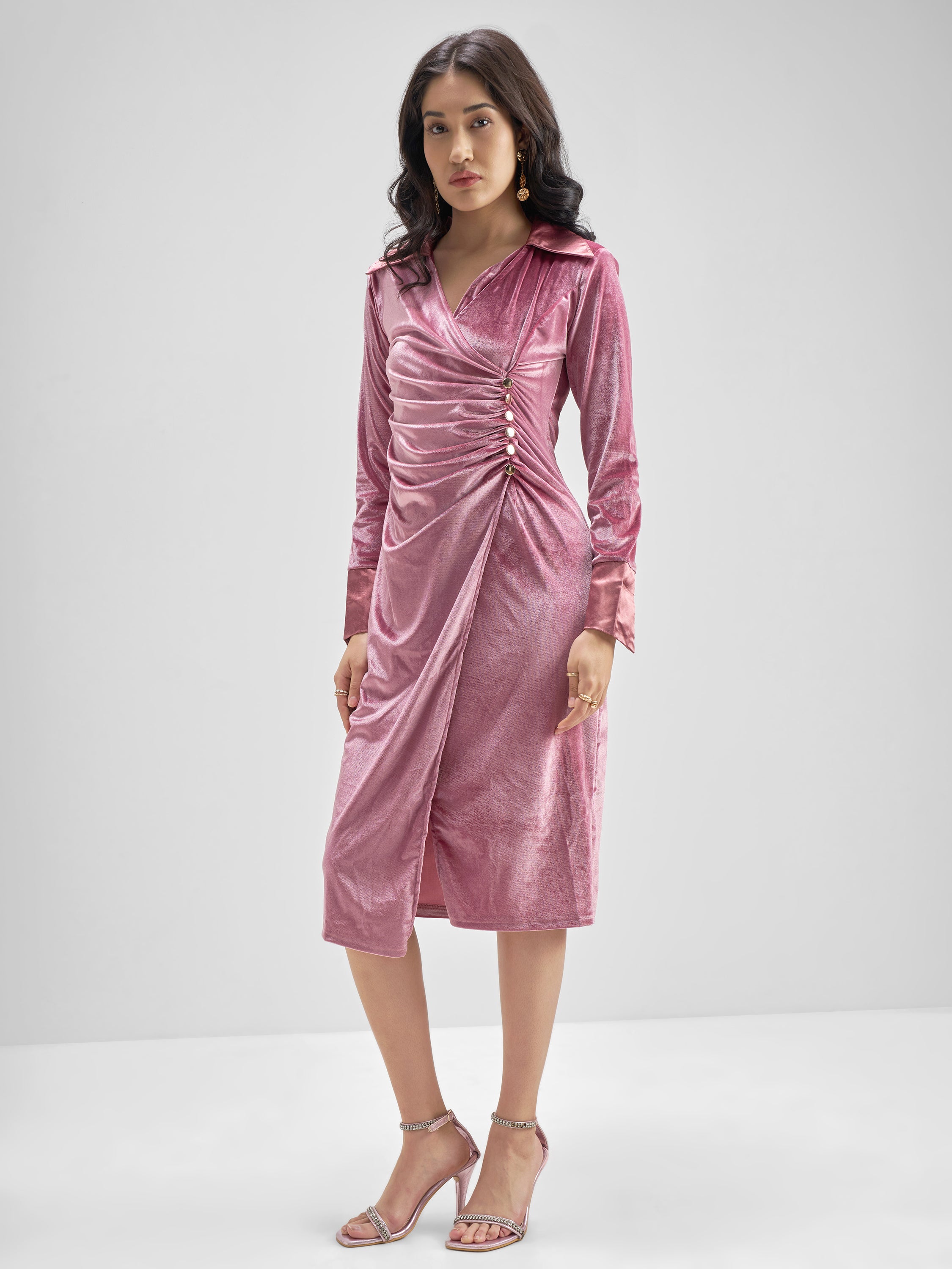 ESPYR By Tokyo Talkies Women Pink Solid Sheath Dress - Pink - Image 2