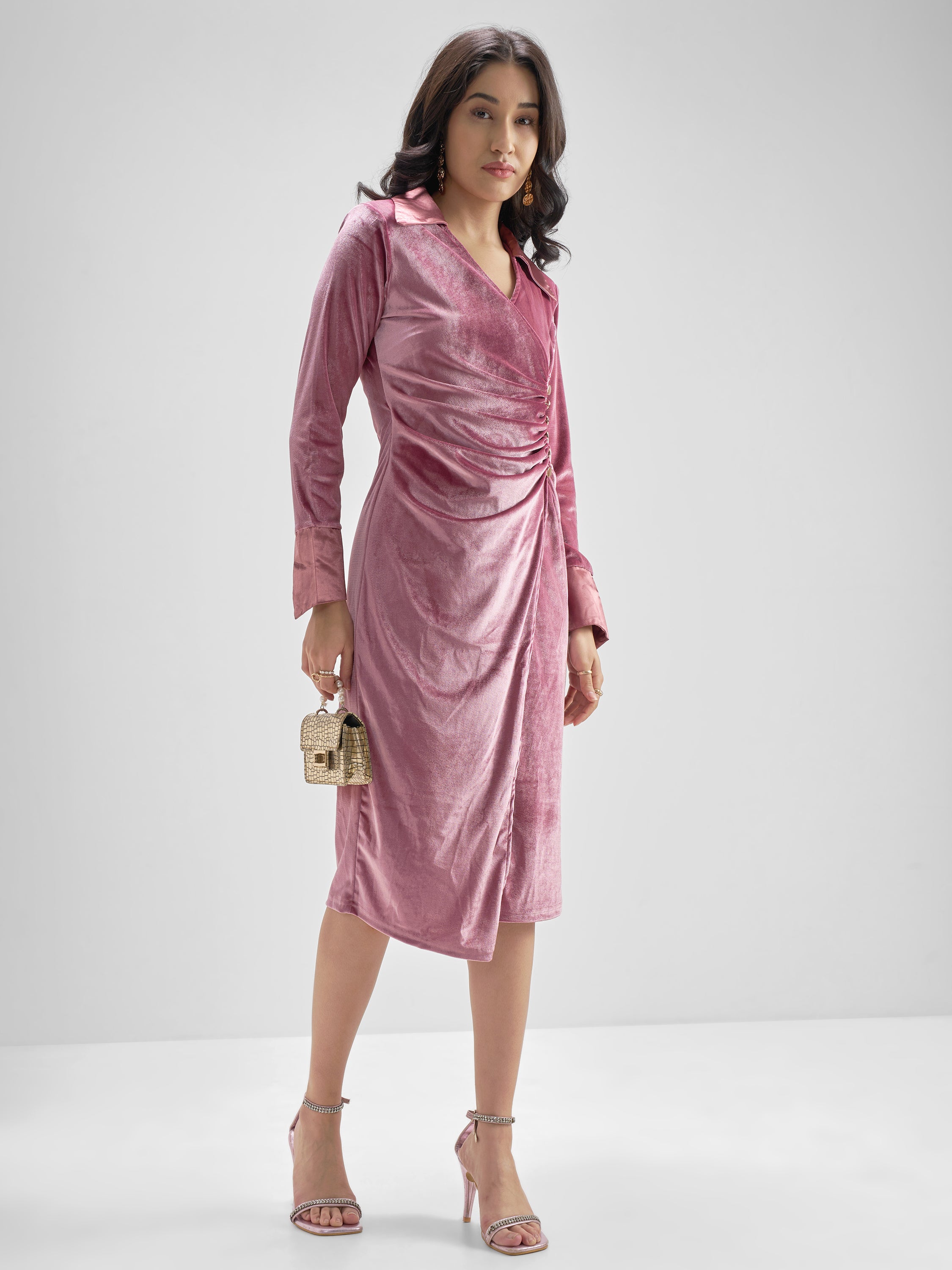 ESPYR By Tokyo Talkies Women Pink Solid Sheath Dress - Pink - Image 4