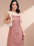 Tokyo Talkies Women Burgundy Embellished A-Line Dress - Burgundy - Image 1