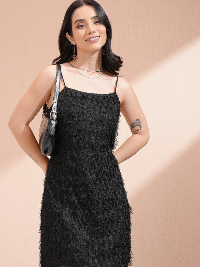 Tokyo Talkies Women Black Embellished A-Line Dress - Black - Image 1