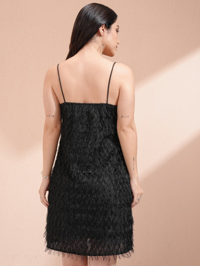 Tokyo Talkies Women Black Embellished A-Line Dress - Black - Image 3