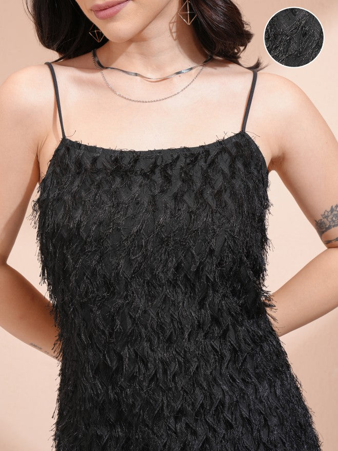 Tokyo Talkies Women Black Embellished A-Line Dress - Black - Image 5