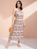 Tokyo Talkies Women Purple Printed A-Line Dress - Purple - Image 1