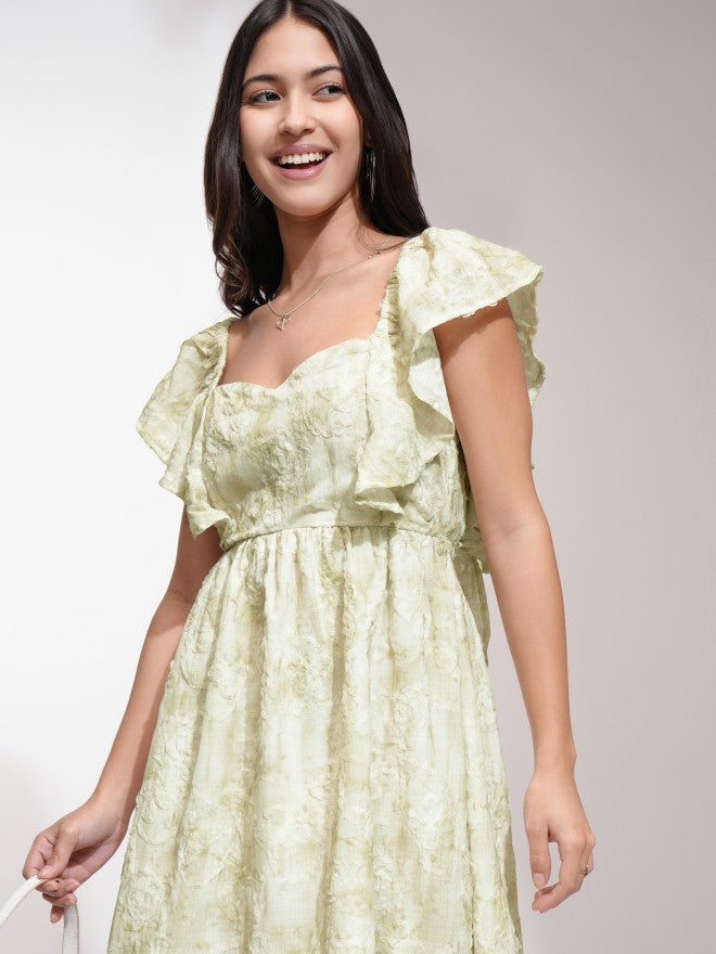 Tokyo Talkies Women Green Printed Fit And Flare Dress - Green - Image 1