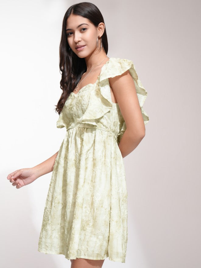 Tokyo Talkies Women Green Printed Fit And Flare Dress - Green - Image 4