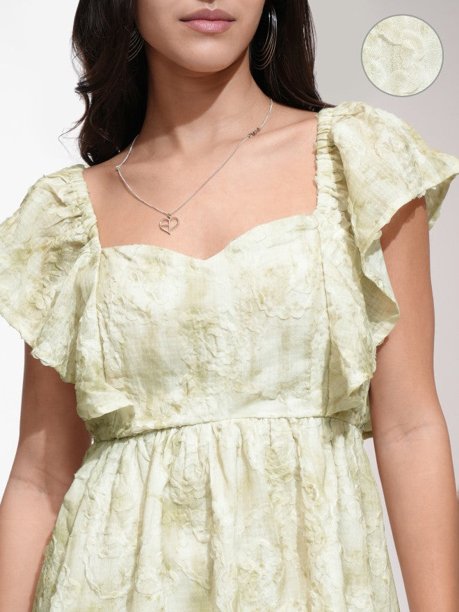 Tokyo Talkies Women Green Printed Fit And Flare Dress - Green - Image 5