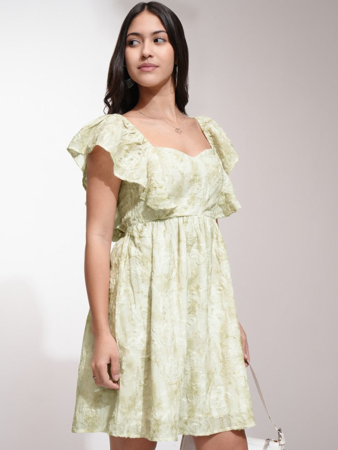 Tokyo Talkies Women Green Printed Fit And Flare Dress - Green - Image 6