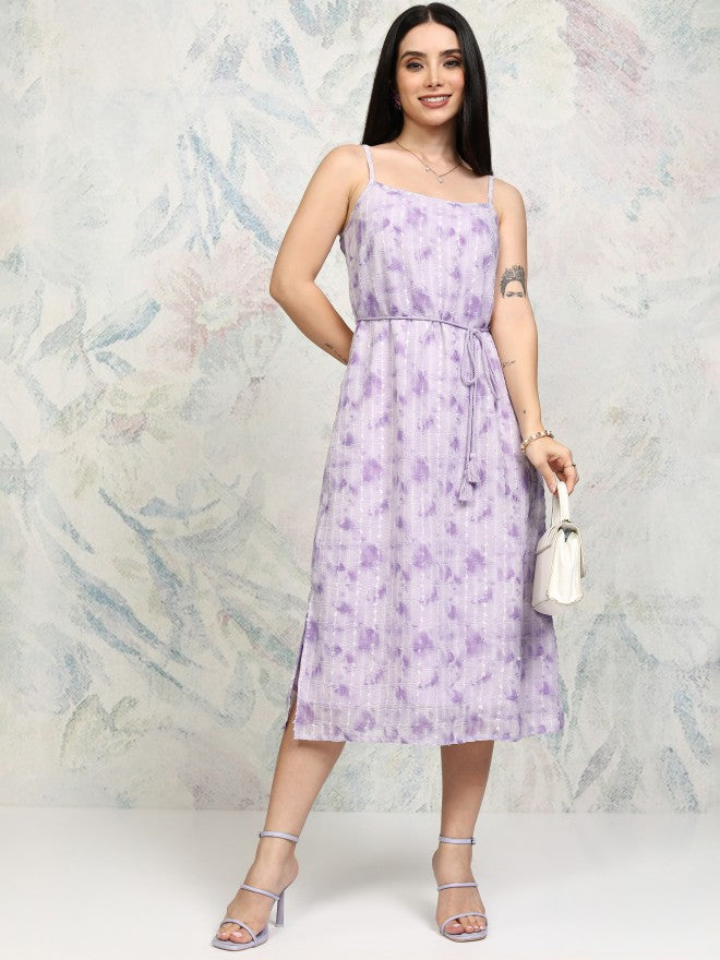 Tokyo Talkies Women Purple Embroidered A-Line Dress - Purple - Image 2