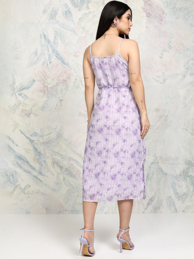 Tokyo Talkies Women Purple Embroidered A-Line Dress - Purple - Image 3