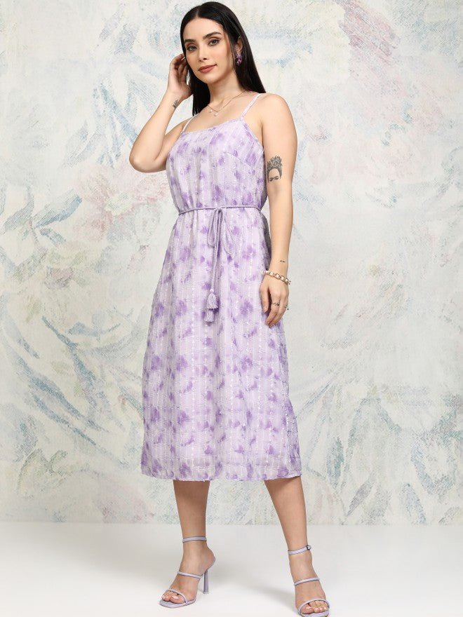 Tokyo Talkies Women Purple Embroidered A-Line Dress - Purple - Image 4
