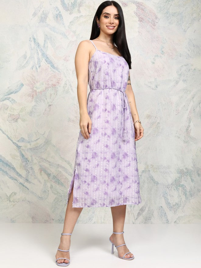 Tokyo Talkies Women Purple Embroidered A-Line Dress - Purple - Image 6