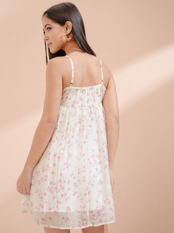 Tokyo Talkies Women Pink Printed Empire Dress - Pink - Image 3