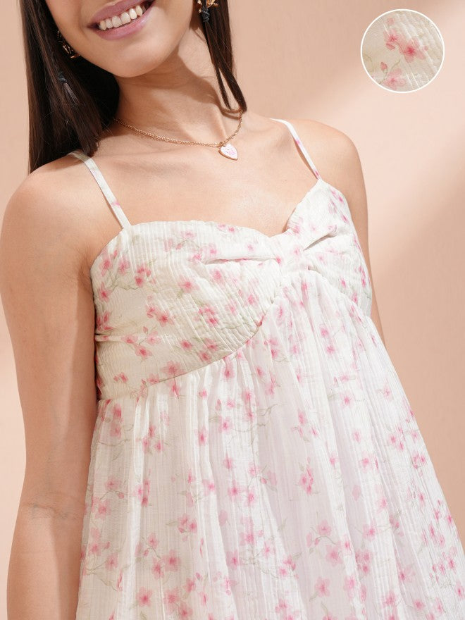 Tokyo Talkies Women Pink Printed Empire Dress - Pink - Image 5