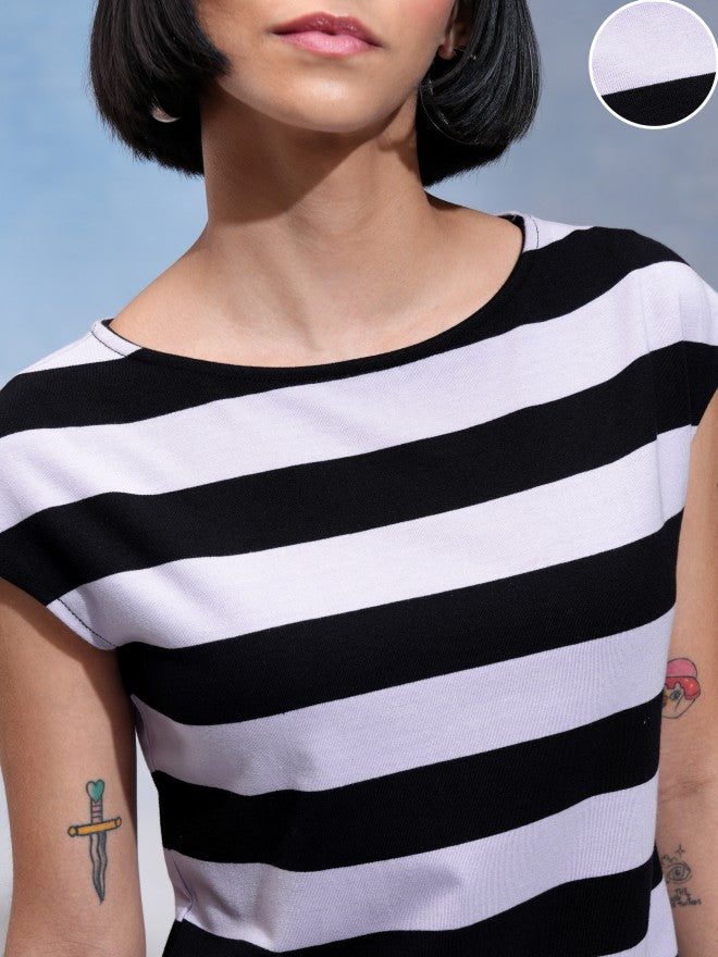 Tokyo Talkies Women Black Striped Sheath Dress - Black - Image 5