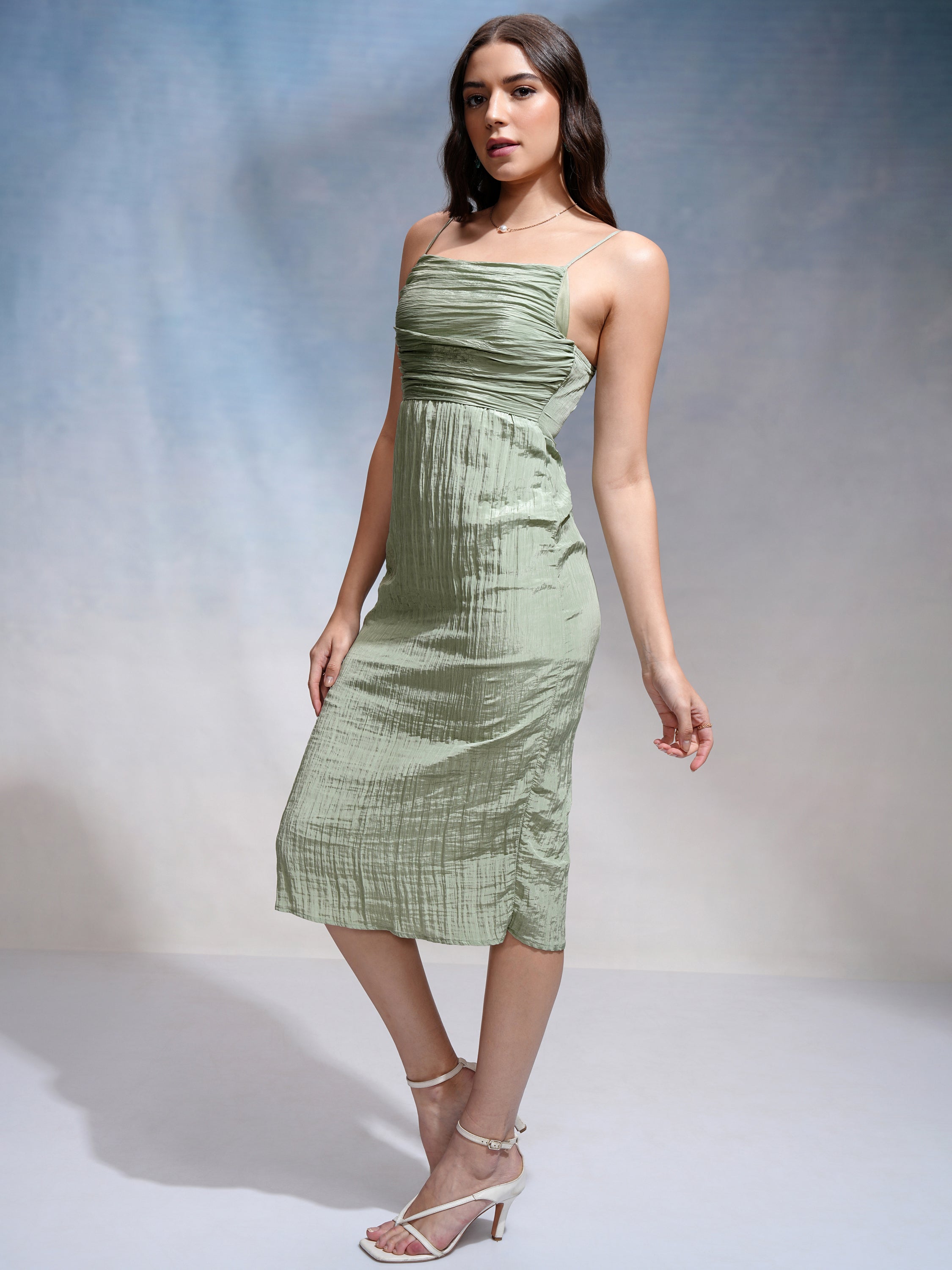 Tokyo Talkies Women Sea Green Solid Bodycon Dress - Sea Green - Image 2