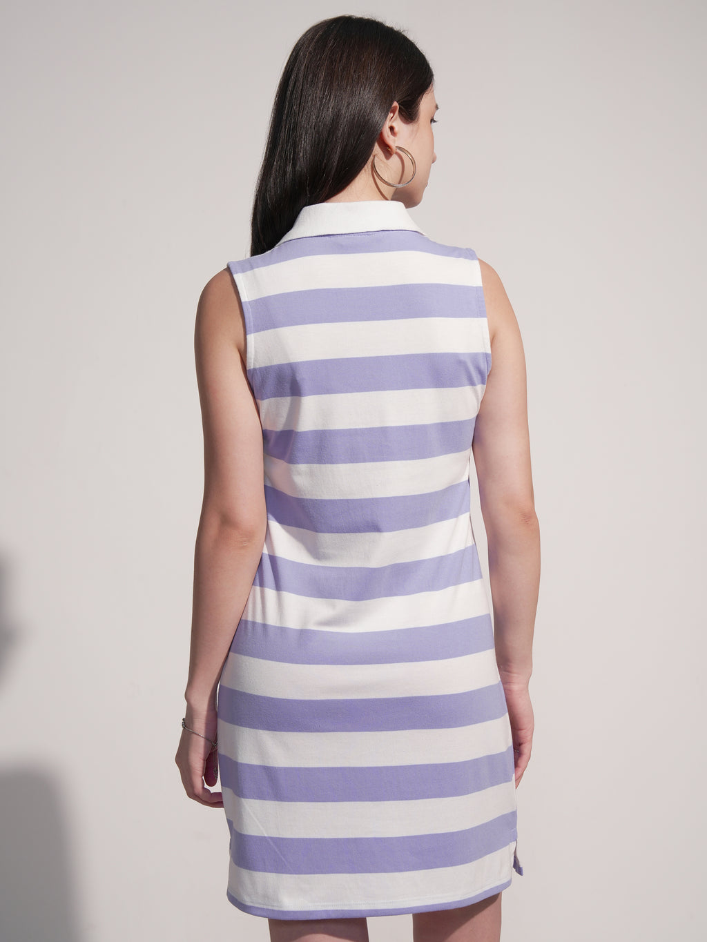 Tokyo Talkies Women Purple Striped T-Shirt Dress - Purple - Image 3