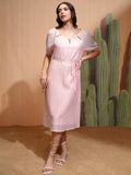 Tokyo Talkies Women Pink Self Design A-Line Dress - Pink - Image 1
