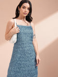 Tokyo Talkies Women Blue Embellished A-Line Dress - Blue - Image 1