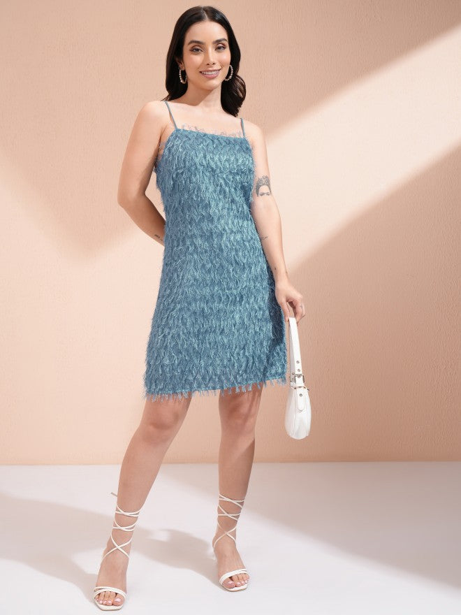 Tokyo Talkies Women Blue Embellished A-Line Dress - Blue - Image 2