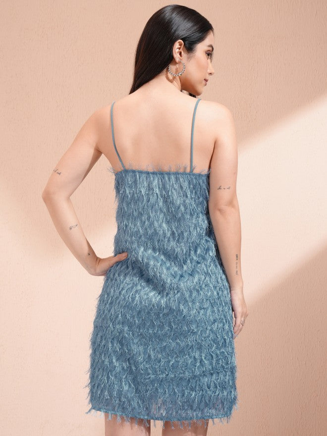 Tokyo Talkies Women Blue Embellished A-Line Dress - Blue - Image 3