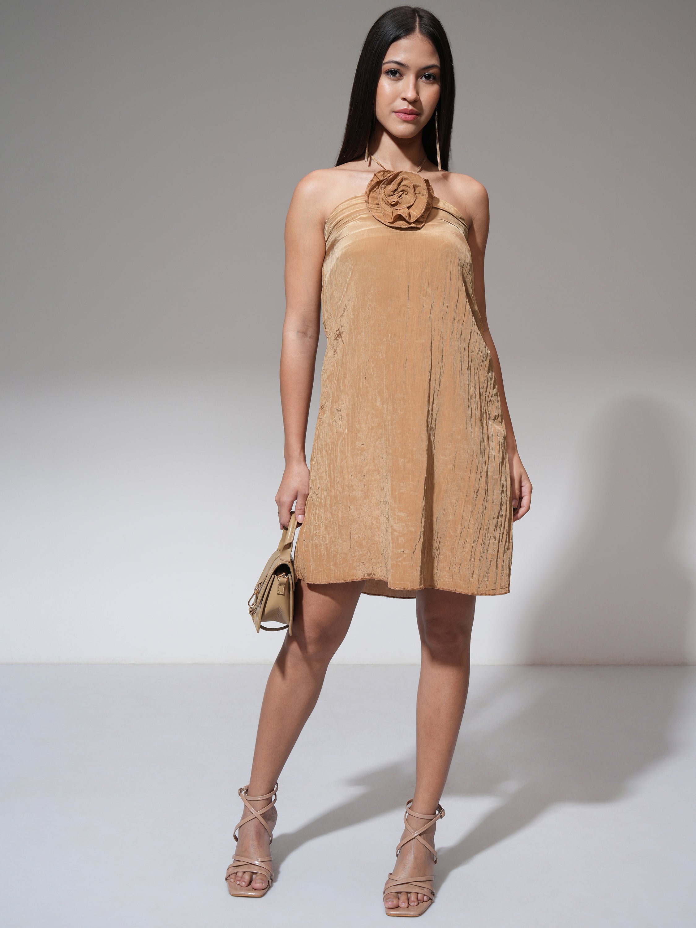 Tokyo Talkies Women Brown Solid A-Line Dress - Brown - Image 2