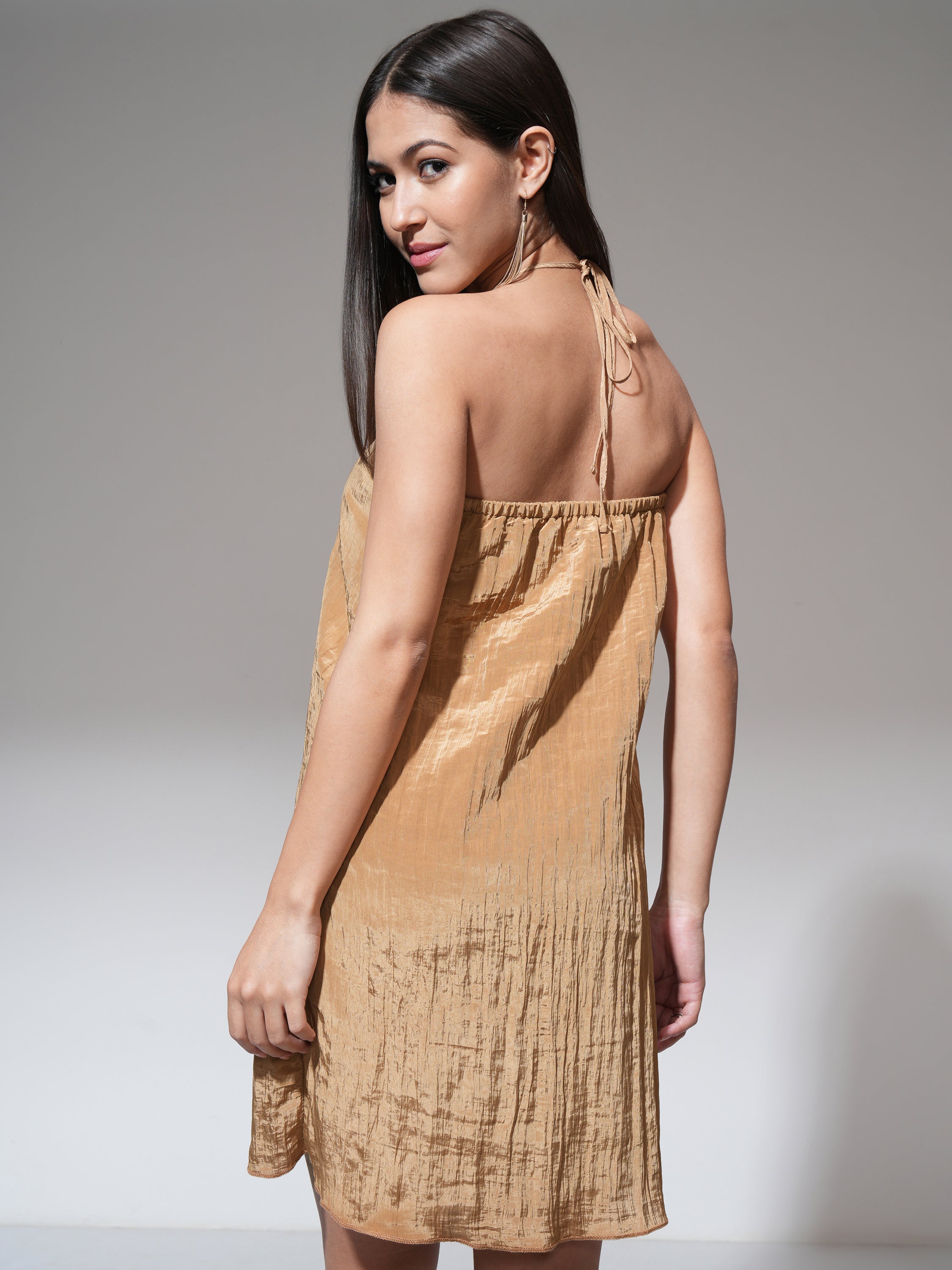 Tokyo Talkies Women Brown Solid A-Line Dress - Brown - Image 3