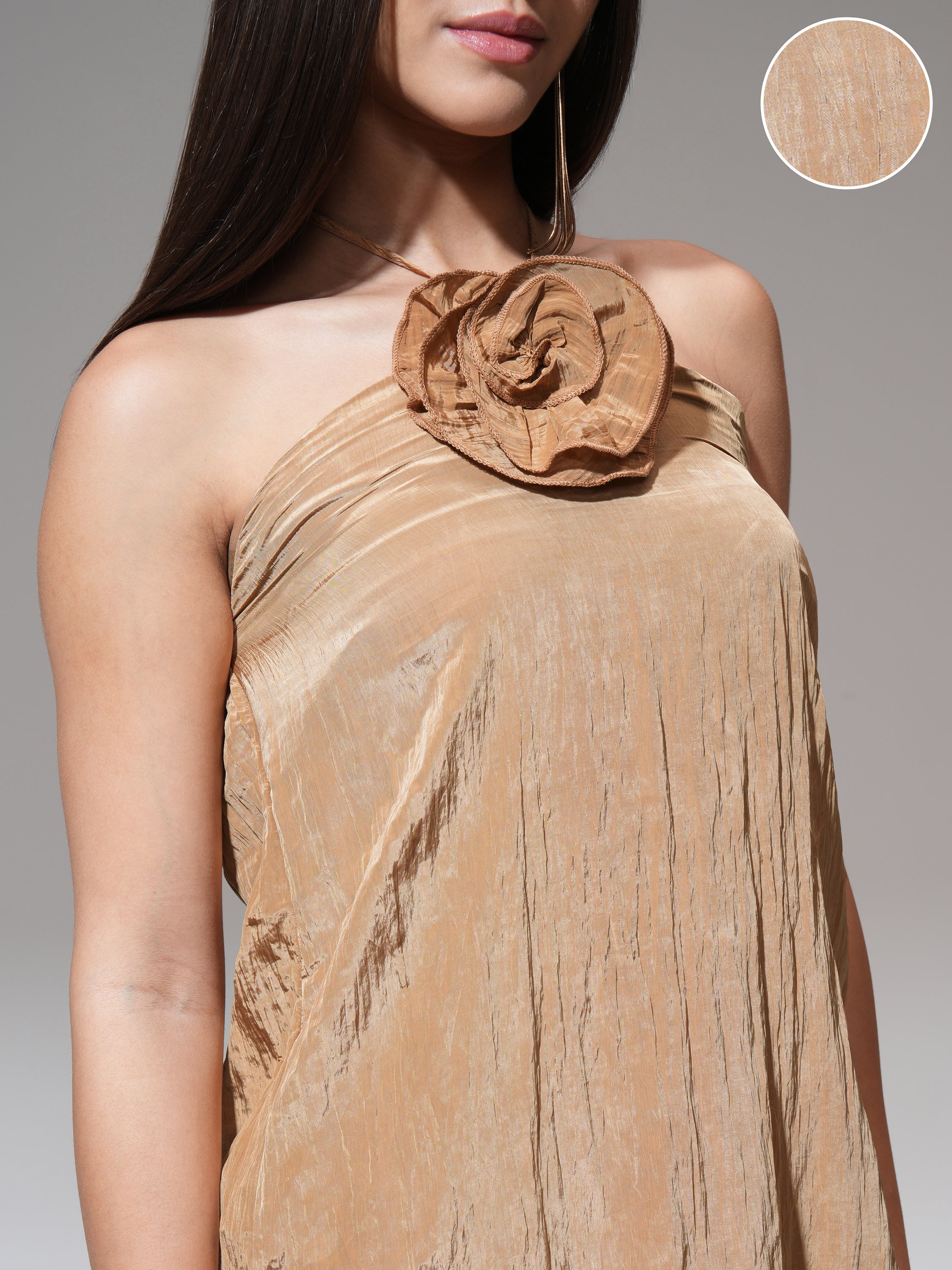 Tokyo Talkies Women Brown Solid A-Line Dress - Brown - Image 5