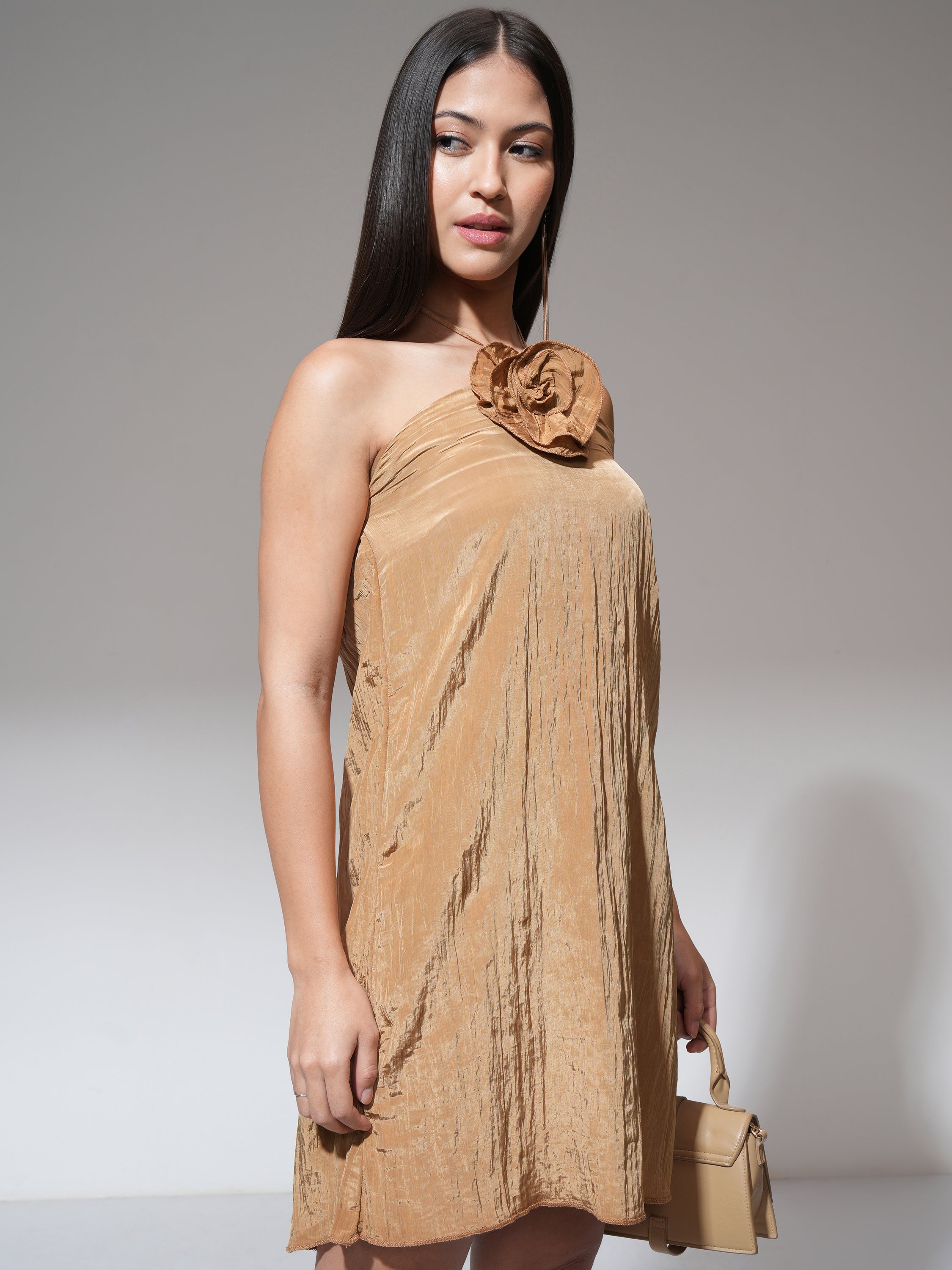 Tokyo Talkies Women Brown Solid A-Line Dress - Brown - Image 6