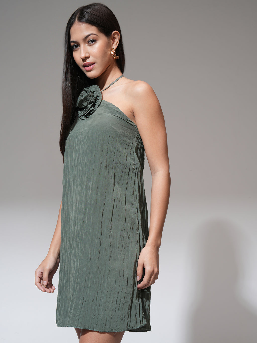 Tokyo Talkies Women Green Solid A-Line Dress - Green - Image 4