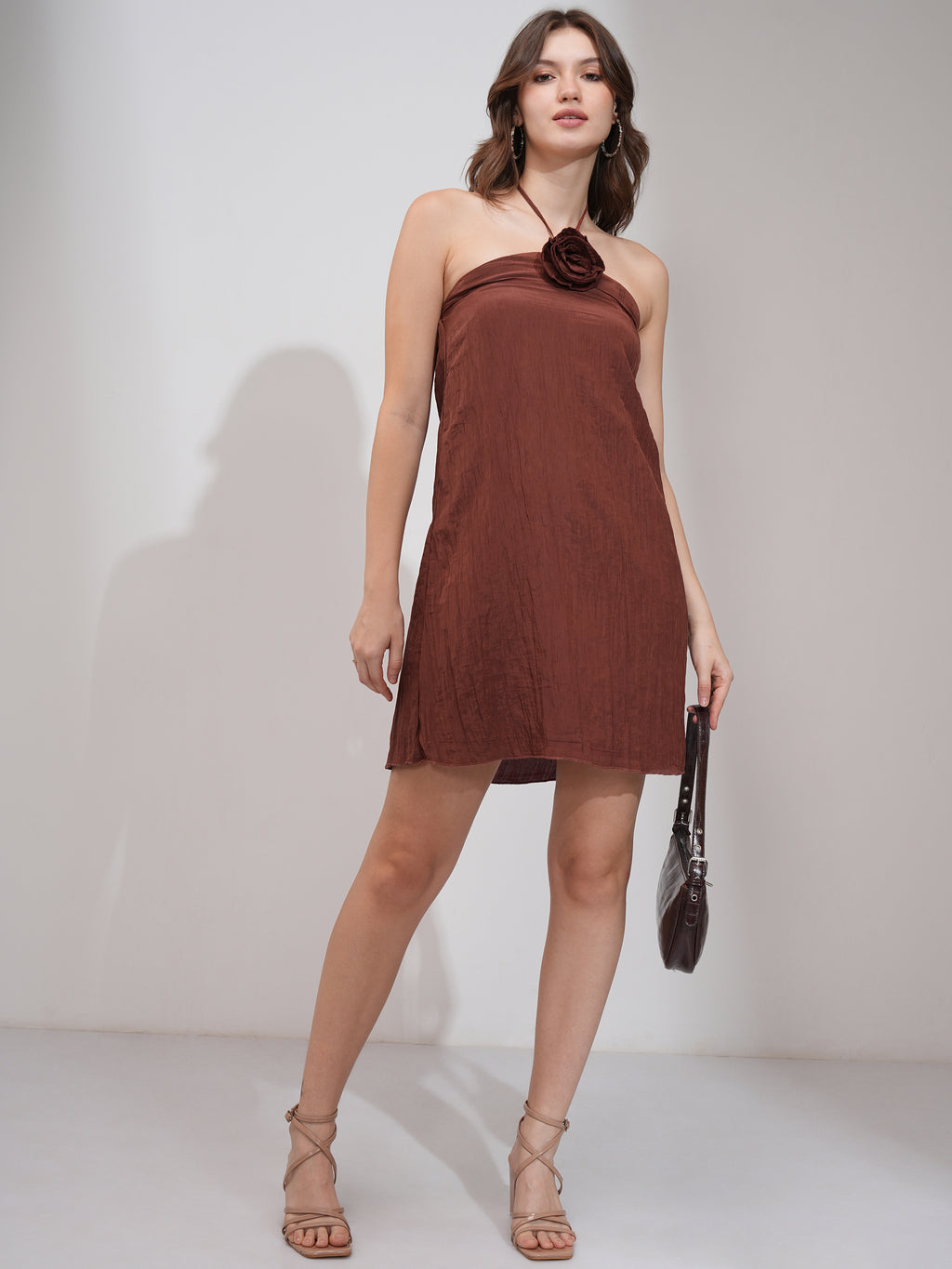 Tokyo Talkies Women Brown Solid A-Line Dress - Brown - Image 2
