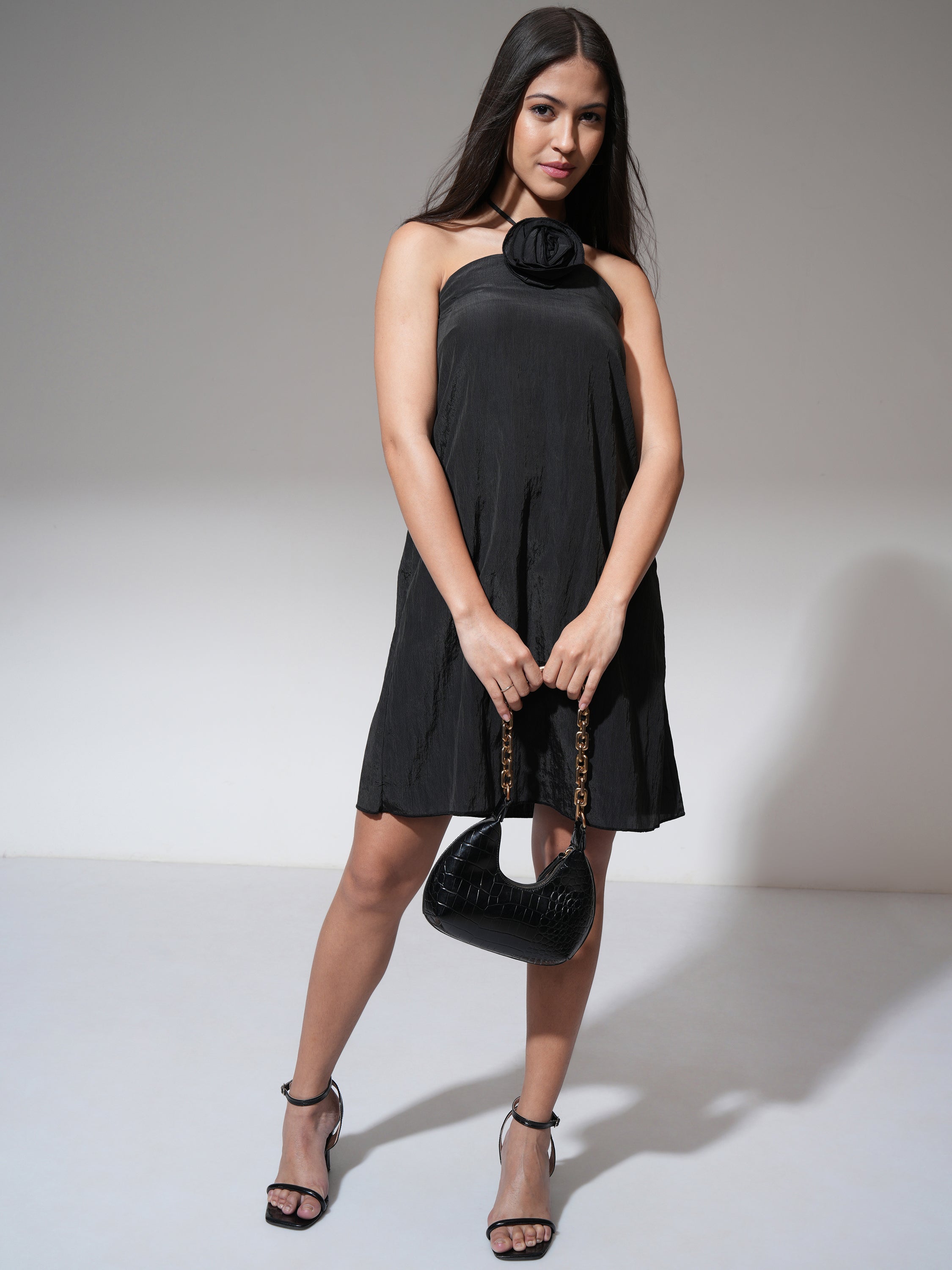 Tokyo Talkies Women Black Solid A-Line Dress - Black - Image 2