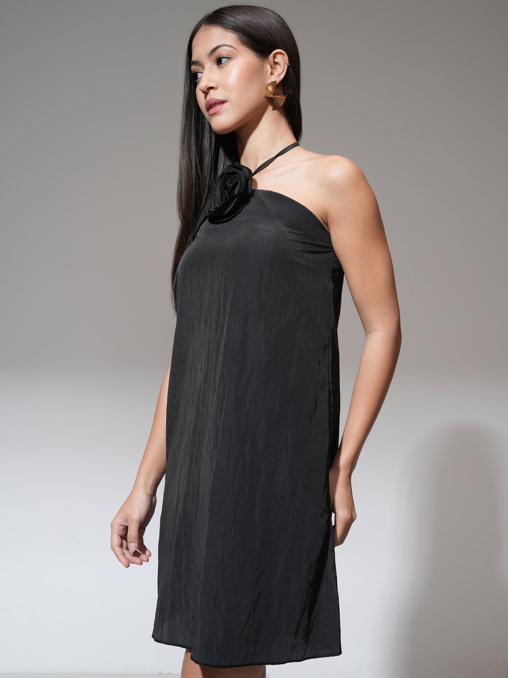 Tokyo Talkies Women Black Solid A-Line Dress - Black - Image 4