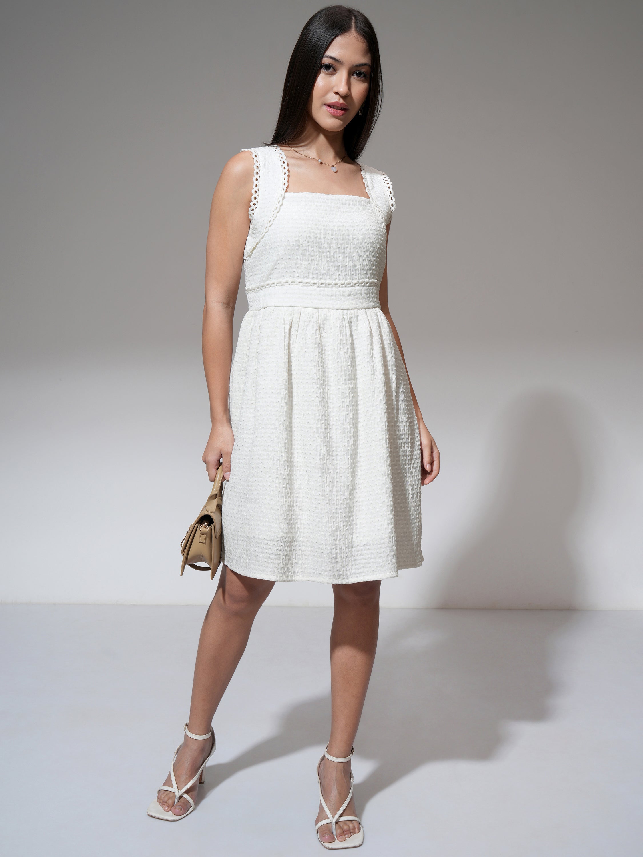 Tokyo Talkies Women White Printed Fit and Flare Dress - White - Image 2