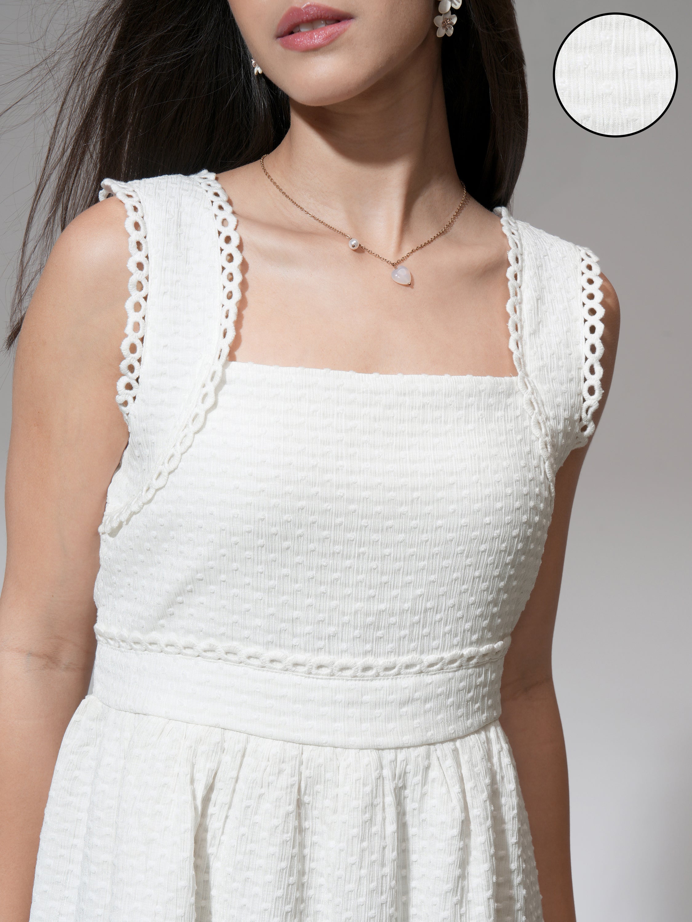 Tokyo Talkies Women White Printed Fit and Flare Dress - White - Image 5