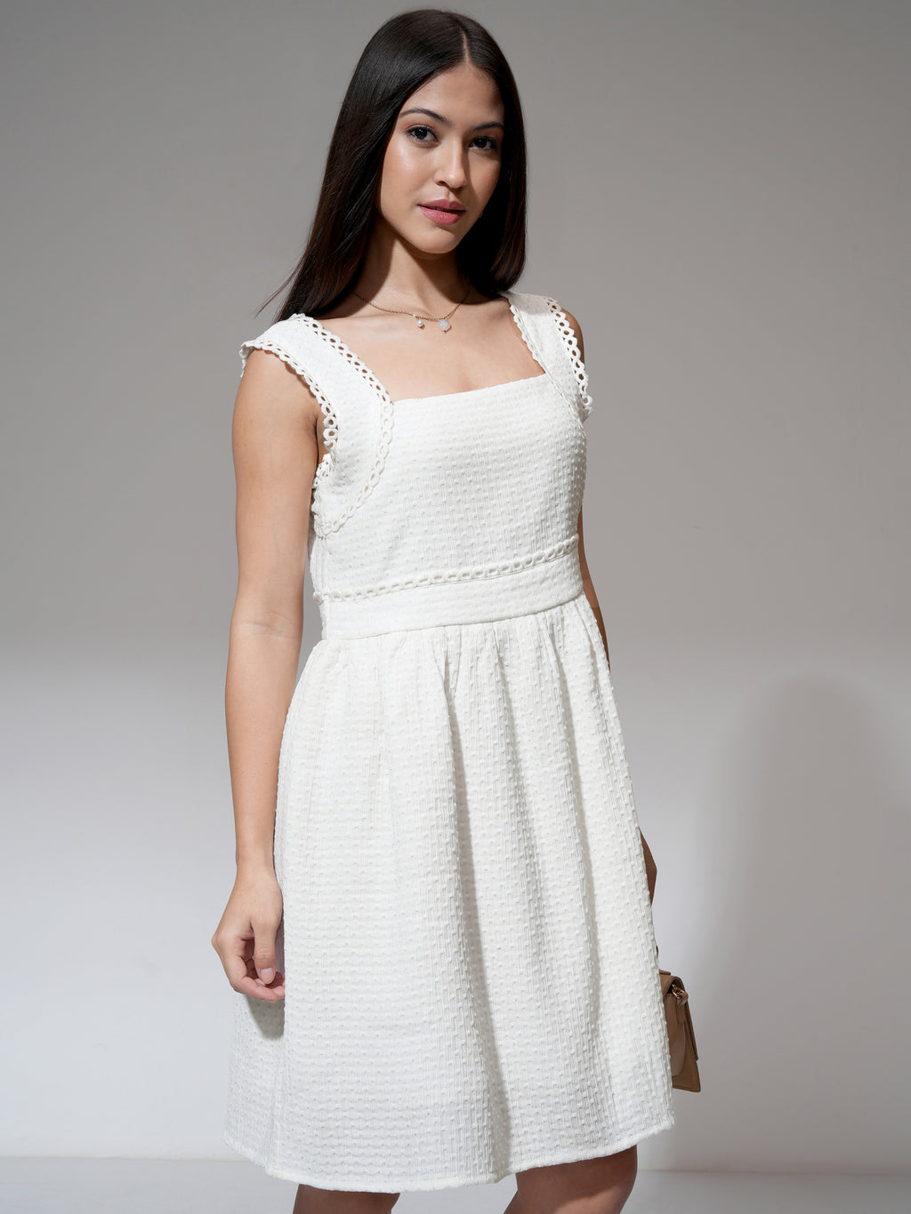 Tokyo Talkies Women White Printed Fit and Flare Dress - White - Image 6