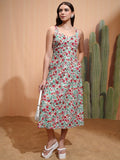 Tokyo Talkies Women White Printed A-Line Dress - White - Image 1