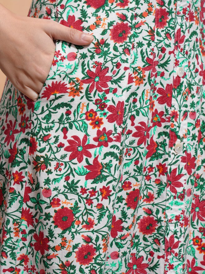 Tokyo Talkies Women White Printed A-Line Dress - White - Image 6