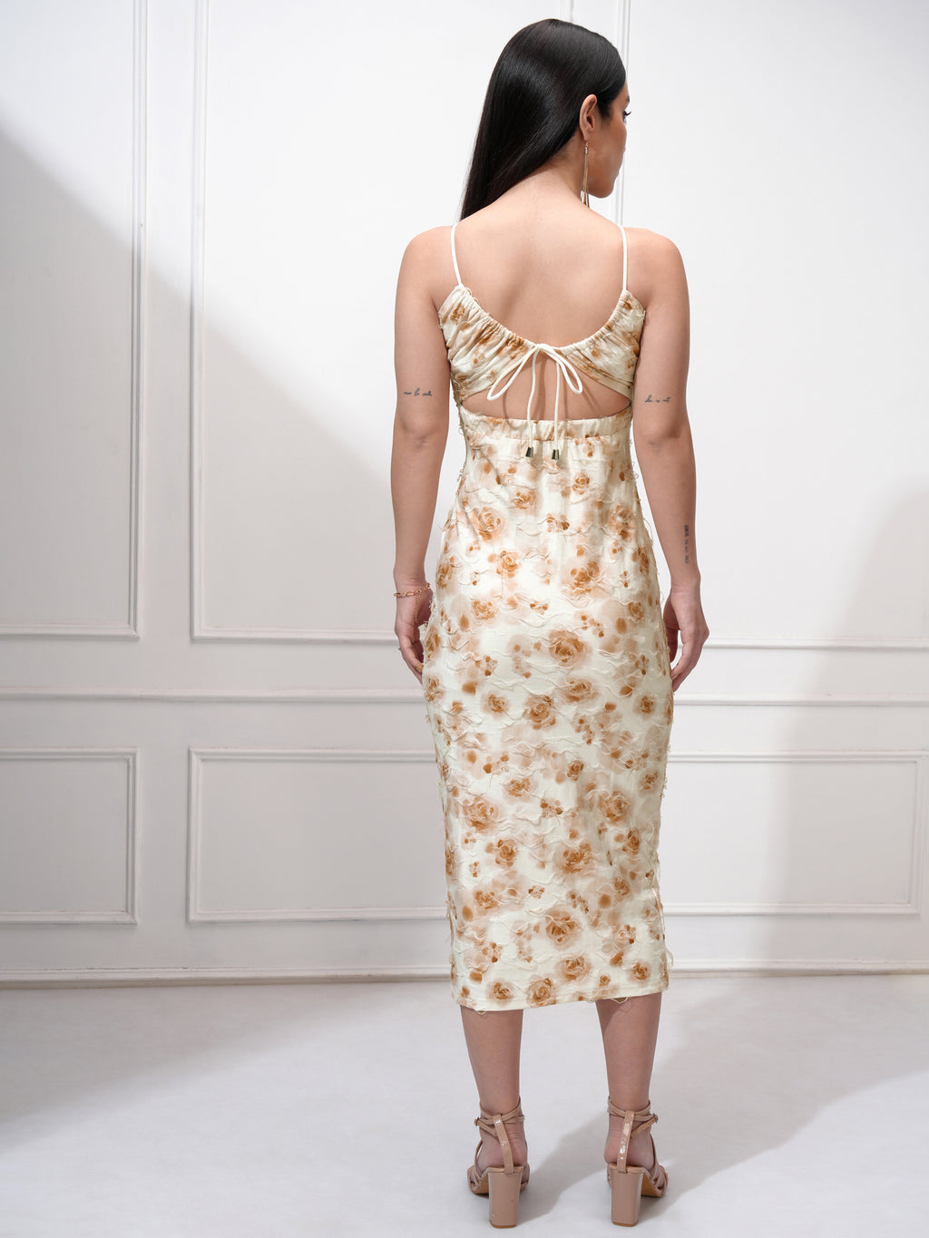 Tokyo Talkies Women Beige Printed Bodycon Dress - Beige - Image 3