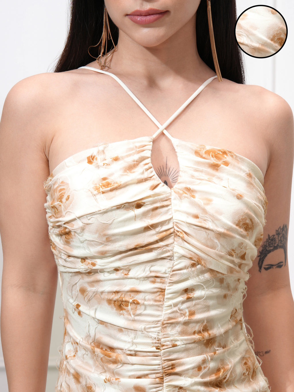 Tokyo Talkies Women Beige Printed Bodycon Dress - Beige - Image 5