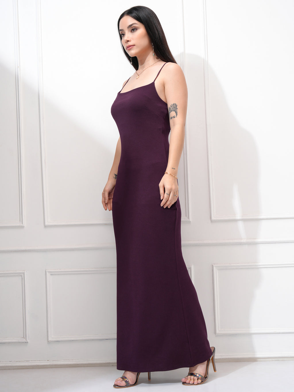 Tokyo Talkies Women Burgundy Solid Bodycon Dress - Burgundy - Image 2