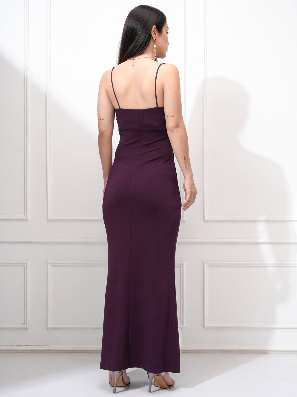 Tokyo Talkies Women Burgundy Solid Bodycon Dress - Burgundy - Image 3